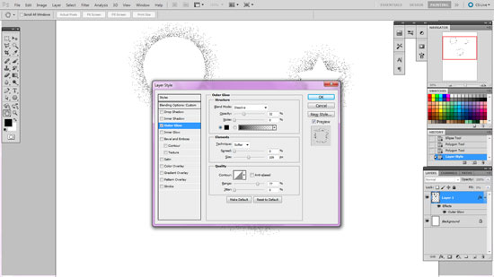 A screenshot of Photoshop with the layer effects menu open.